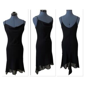 Onyx Nite Black Cowl Neck Handkerchief Hem Midi Slip Dress Whimsigoth Wedding 6
